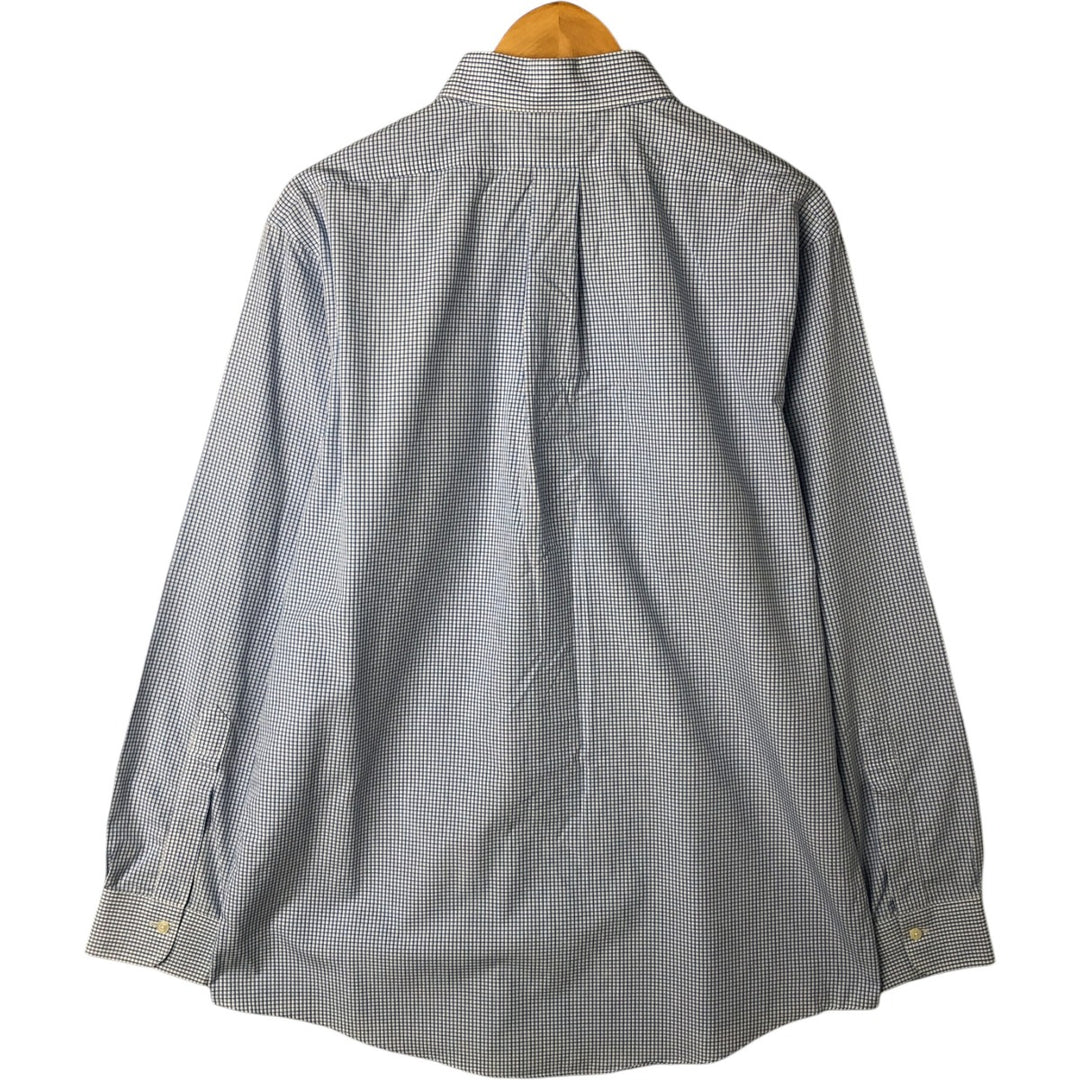 Brooks Brothers Est.1818 CLASSIC Wide Collar Long Sleeve Cotton Check Shirt Men's Size L Supima Cotton blue type Vintage Second Hand