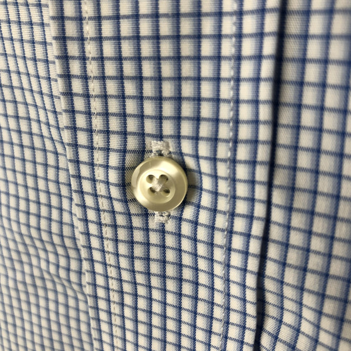 Brooks Brothers Est.1818 CLASSIC Wide Collar Long Sleeve Cotton Check Shirt Men's Size L Supima Cotton blue type Vintage Second Hand