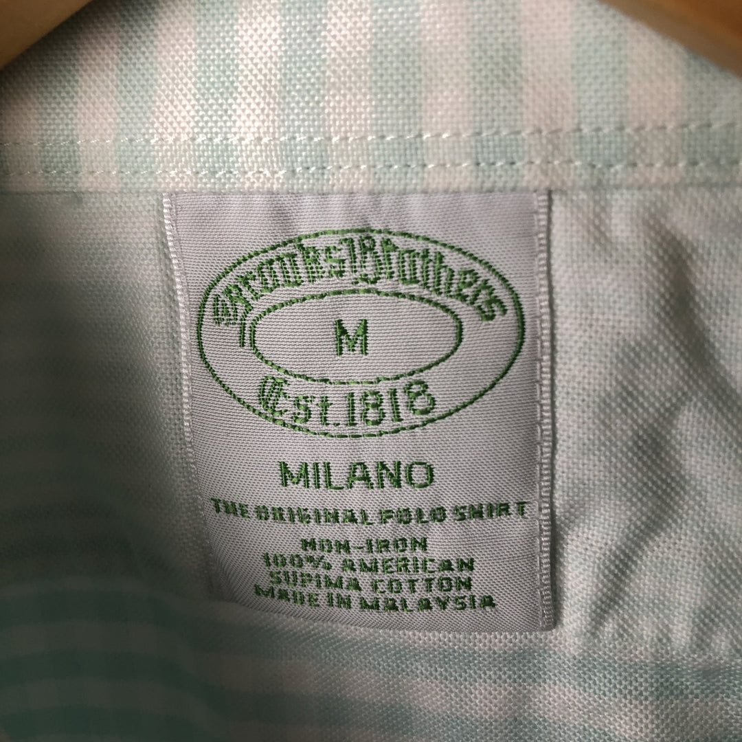 Brooks Brothers Est.1818 Milano Gingham Check Long Sleeve Button-Down Check Shirt, Men's M Size cotton Mint green Vintage Second Hand