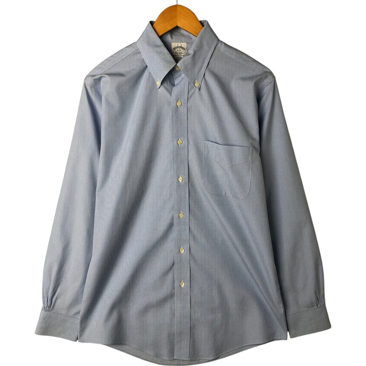 Brooks Brothers Est.1818 Houndstooth Pattern Long Sleeve Button-Down Shirt, Men's M cotton Blue type light blue Vintage Second Hand