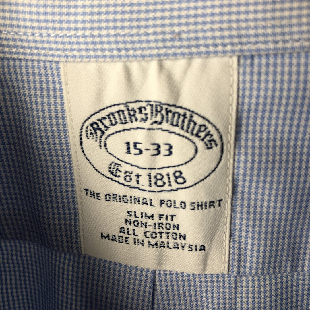 Brooks Brothers Est.1818 Houndstooth Pattern Long Sleeve Button-Down Shirt, Men's M cotton Blue type light blue Vintage Second Hand