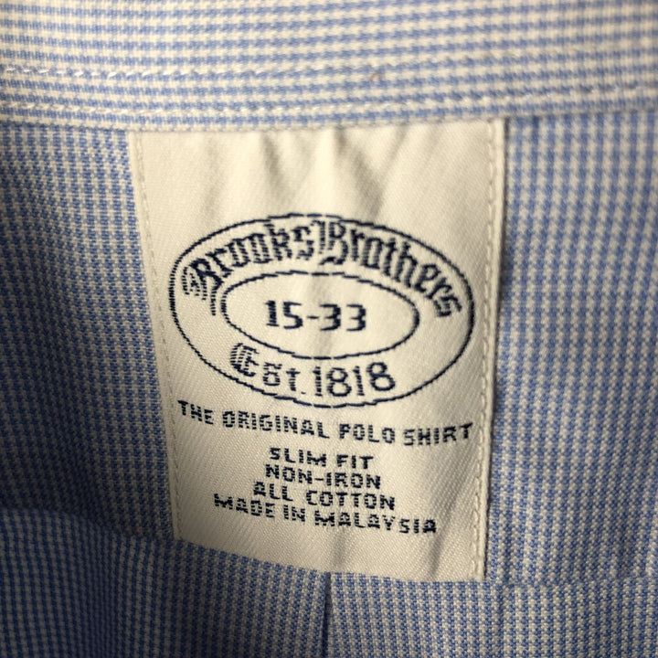 Brooks Brothers Est.1818 Houndstooth Pattern Long Sleeve Button-Down Shirt, Men's M cotton Blue type light blue Vintage Second Hand