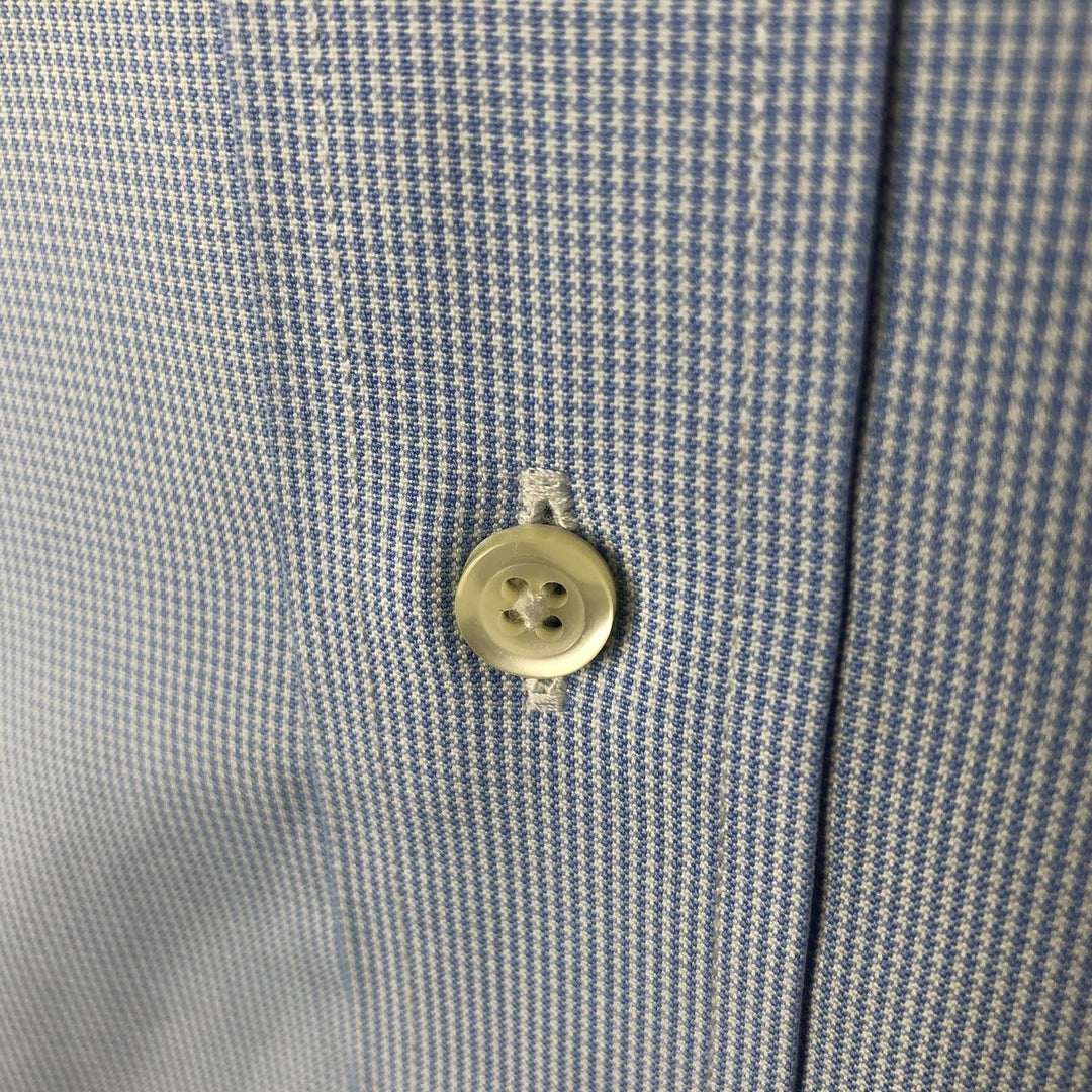 Brooks Brothers Est.1818 Houndstooth Pattern Long Sleeve Button-Down Shirt, Men's M cotton Blue type light blue Vintage Second Hand
