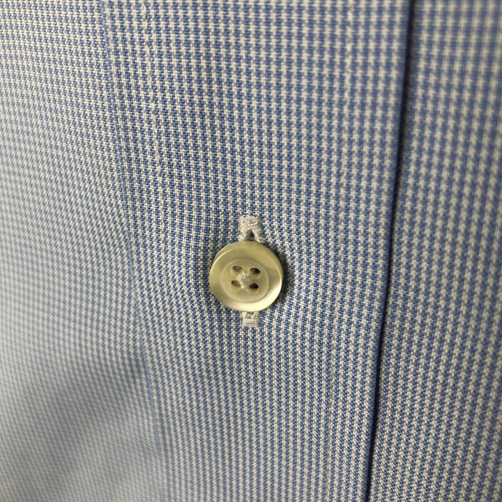 Brooks Brothers Est.1818 Houndstooth Pattern Long Sleeve Button-Down Shirt, Men's M cotton Blue type light blue Vintage Second Hand