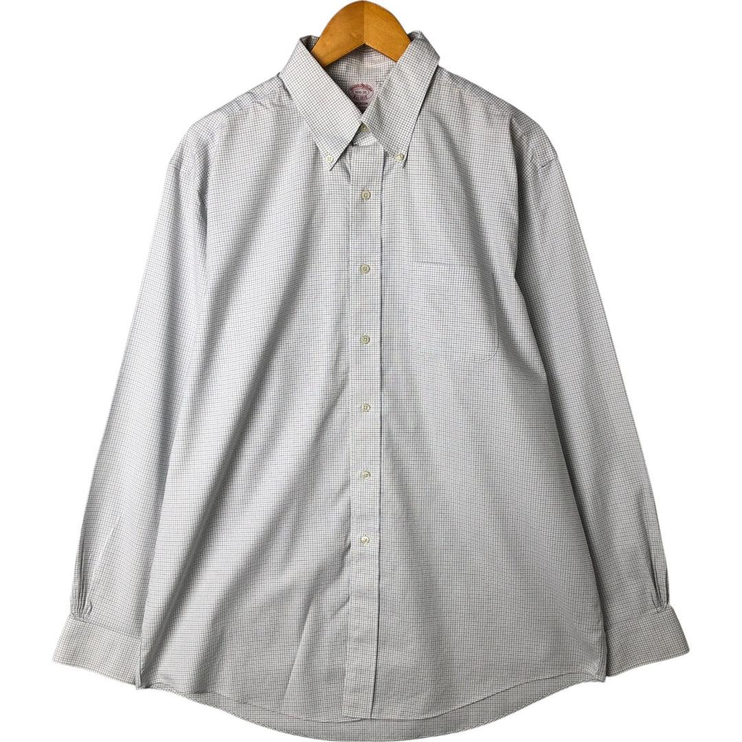 Brooks Brothers Est.1818 MADISON Long Sleeve Button-Down Check Shirt, Men's Size L Supima Cotton white type Vintage Second Hand