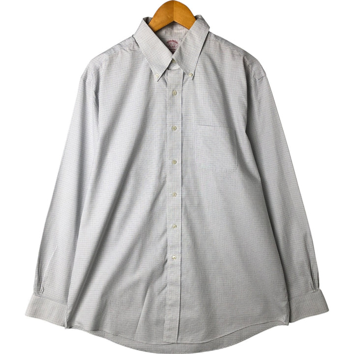 Brooks Brothers Est.1818 MADISON Long Sleeve Button-Down Check Shirt, Men's Size L Supima Cotton white type Vintage Second Hand
