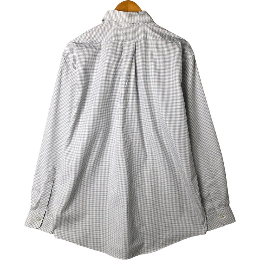 Brooks Brothers Est.1818 MADISON Long Sleeve Button-Down Check Shirt, Men's Size L Supima Cotton white type Vintage Second Hand
