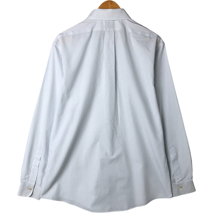 Brooks Brothers Est.1818 Wide Collar Long Sleeve Cotton Check Shirt Men's Size L cotton white type Vintage Second Hand
