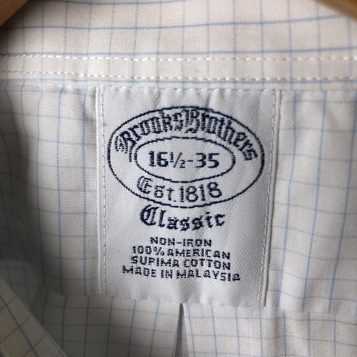 Brooks Brothers Est.1818 Wide Collar Long Sleeve Cotton Check Shirt Men's Size L cotton white type Vintage Second Hand