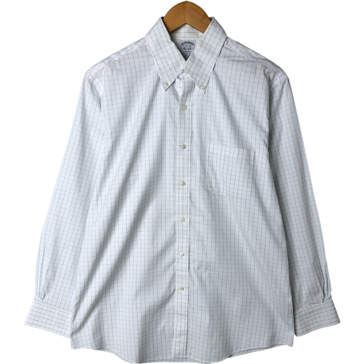 Brooks Brothers Est.1818 Long Sleeve Button-Down Check Shirt, Men's Size M cotton white type Vintage Second Hand