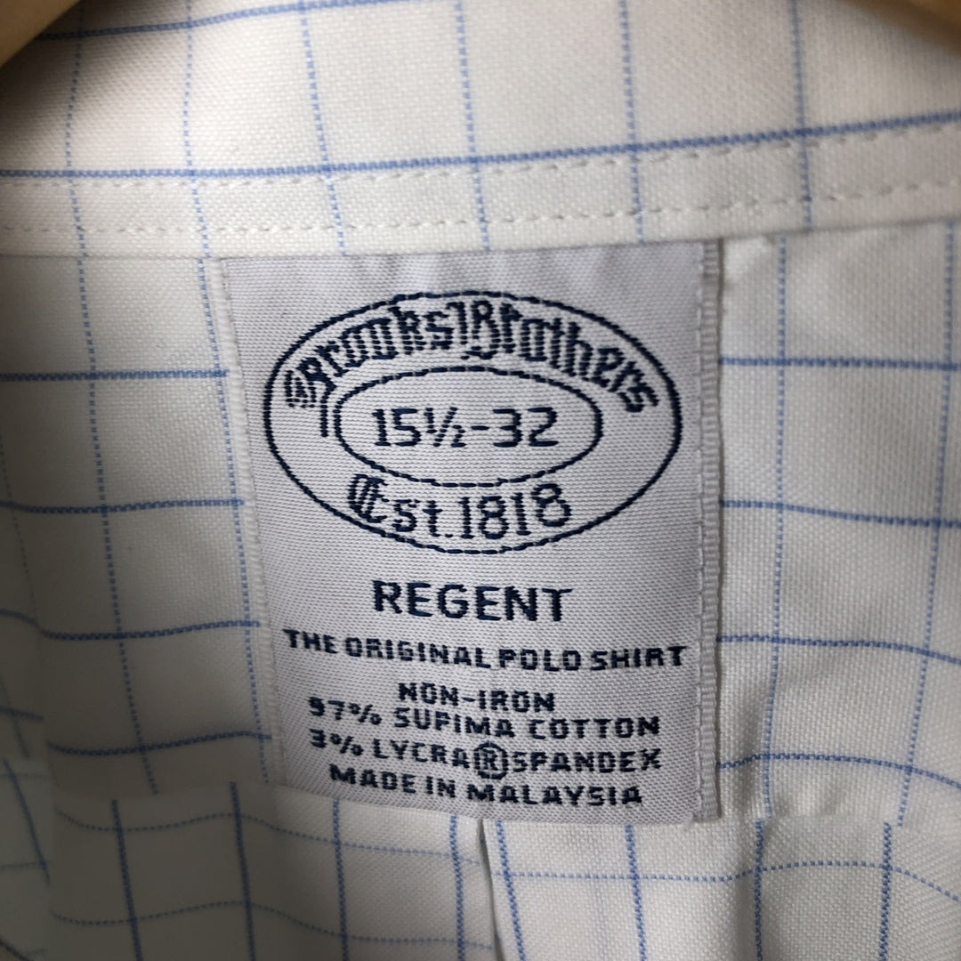 Brooks Brothers Est.1818 Long Sleeve Button-Down Check Shirt, Men's Size M cotton white type Vintage Second Hand
