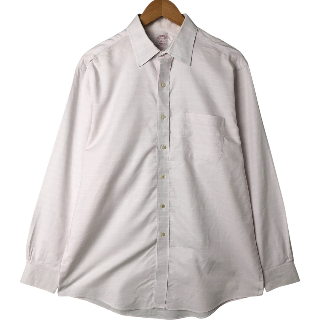 Brooks Brothers 346 Wide Collar Long Sleeve Check Shirt, Men's Size L cotton pink type Vintage Second Hand
