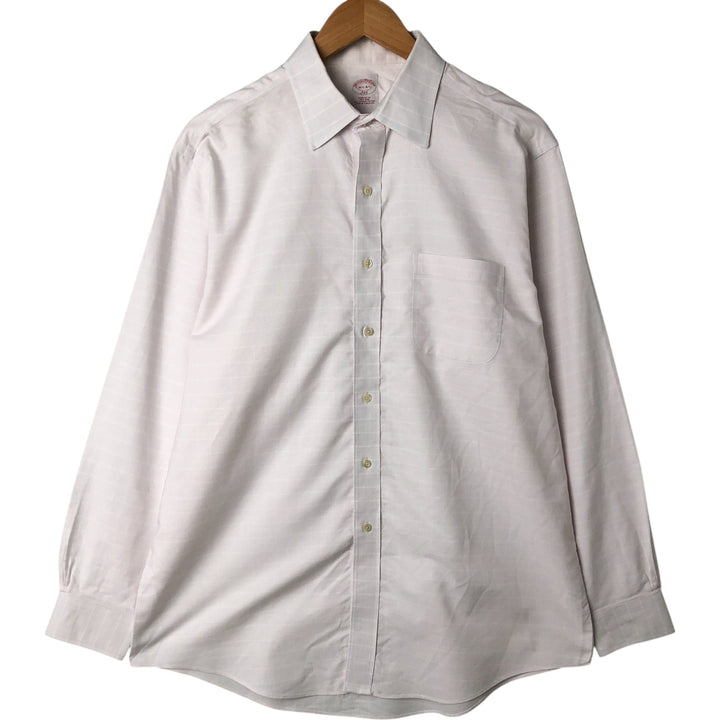 Brooks Brothers 346 Wide Collar Long Sleeve Check Shirt, Men's Size L cotton pink type Vintage Second Hand