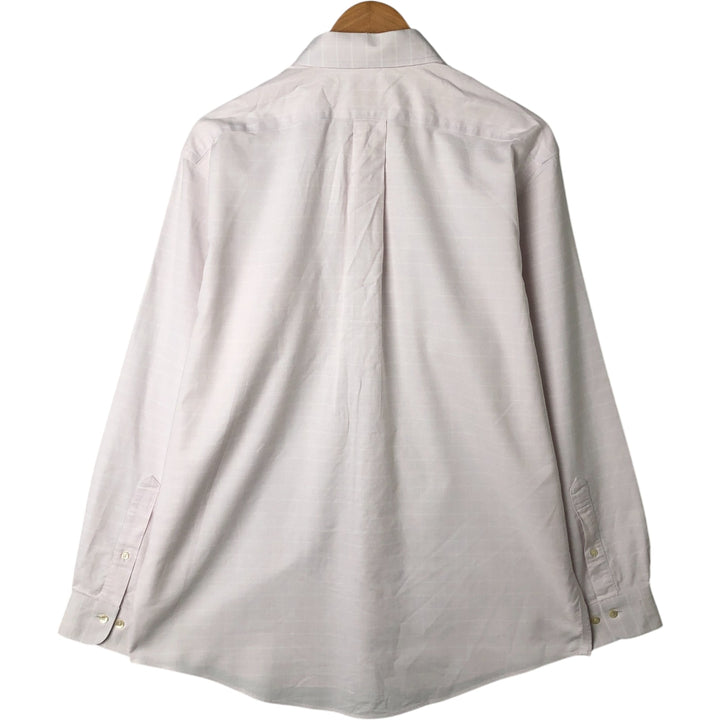 Brooks Brothers 346 Wide Collar Long Sleeve Check Shirt, Men's Size L cotton pink type Vintage Second Hand