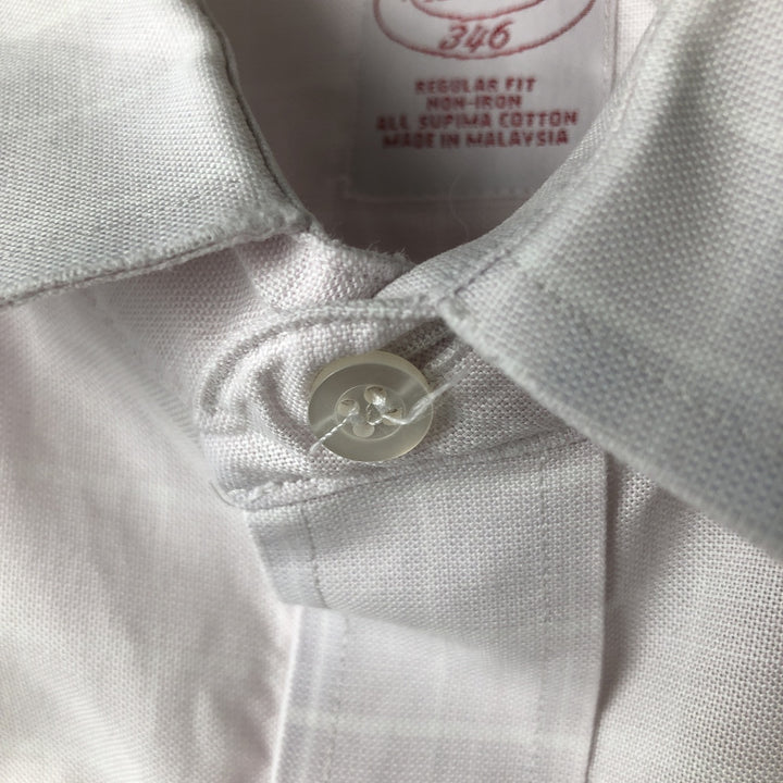 Brooks Brothers 346 Wide Collar Long Sleeve Check Shirt, Men's Size L cotton pink type Vintage Second Hand