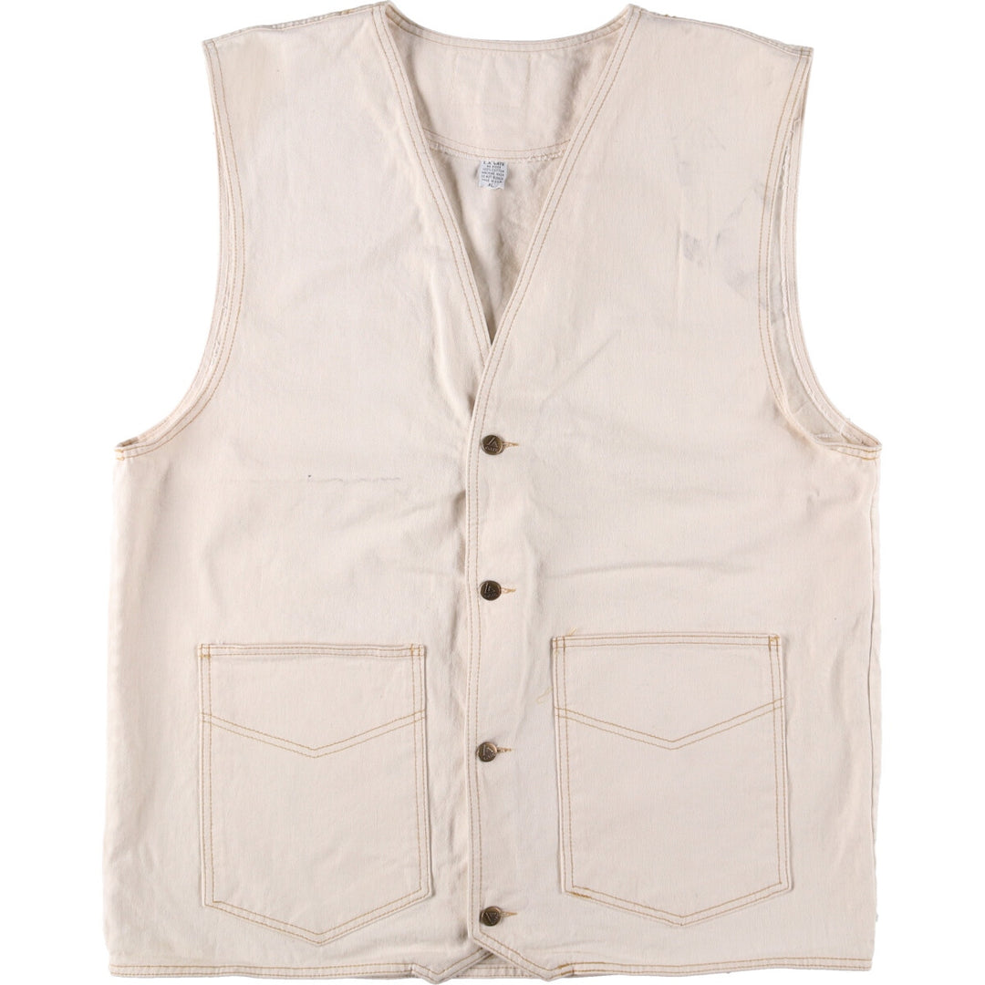 LAGATE JEANS denim vest made in USA, men's XL size cotton pale white type Vintage Second Hand