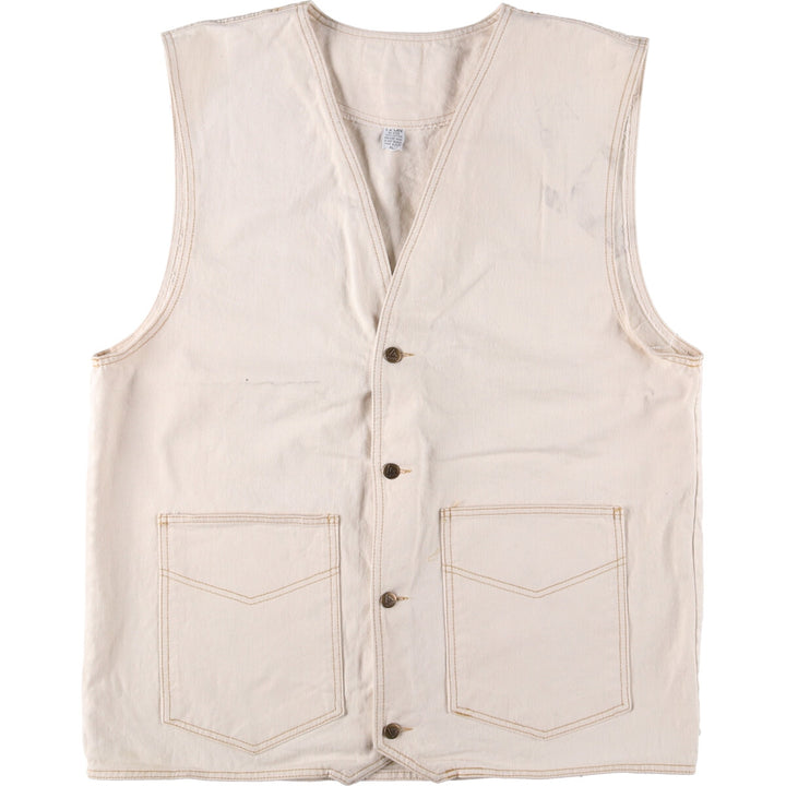 LAGATE JEANS denim vest made in USA, men's XL size cotton pale white type Vintage Second Hand
