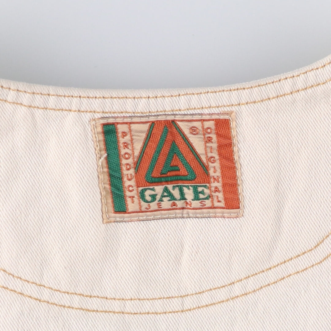 LAGATE JEANS denim vest made in USA, men's XL size cotton pale white type Vintage Second Hand