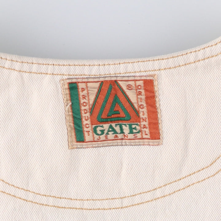 LAGATE JEANS denim vest made in USA, men's XL size cotton pale white type Vintage Second Hand