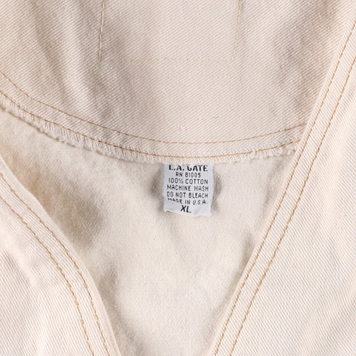 LAGATE JEANS denim vest made in USA, men's XL size cotton pale white type Vintage Second Hand