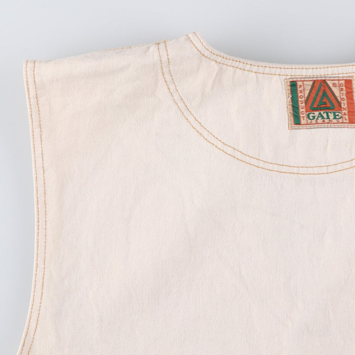 LAGATE JEANS denim vest made in USA, men's XL size cotton pale white type Vintage Second Hand
