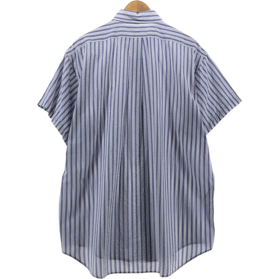 Ralph Lauren BLAKE Stripe Pattern Seersucker Short Sleeve Button Down Striped Shirt Men's XL cotton white type Vintage Second Hand