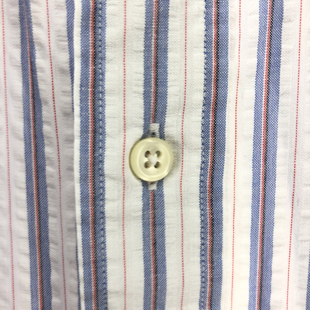 Ralph Lauren BLAKE Stripe Pattern Seersucker Short Sleeve Button Down Striped Shirt Men's XL cotton white type Vintage Second Hand