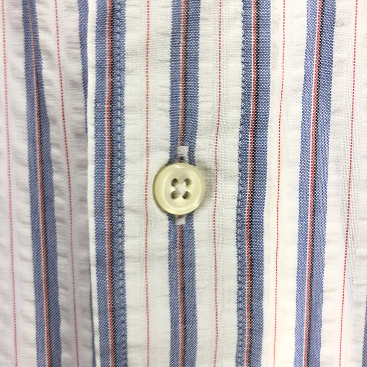 Ralph Lauren BLAKE Stripe Pattern Seersucker Short Sleeve Button Down Striped Shirt Men's XL cotton white type Vintage Second Hand