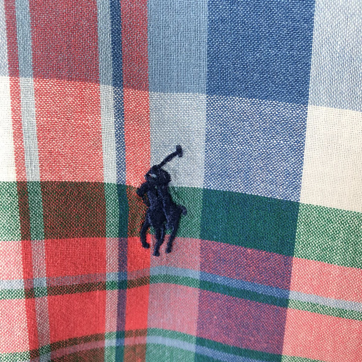 Ralph Lauren BLAKE short sleeve button down check shirt, men's size L cotton blue type Vintage Second Hand