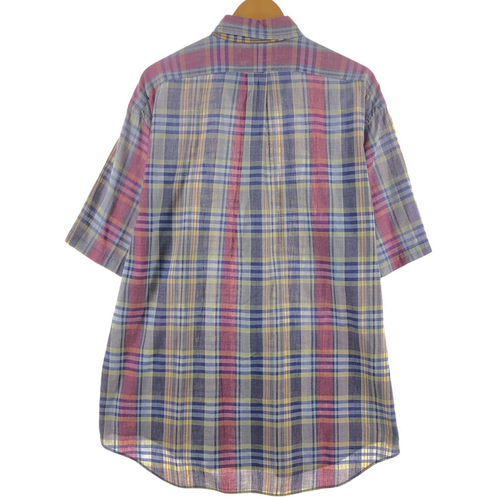 Ralph Lauren short sleeve button down check shirt, men's XL size cotton blue type Vintage Second Hand