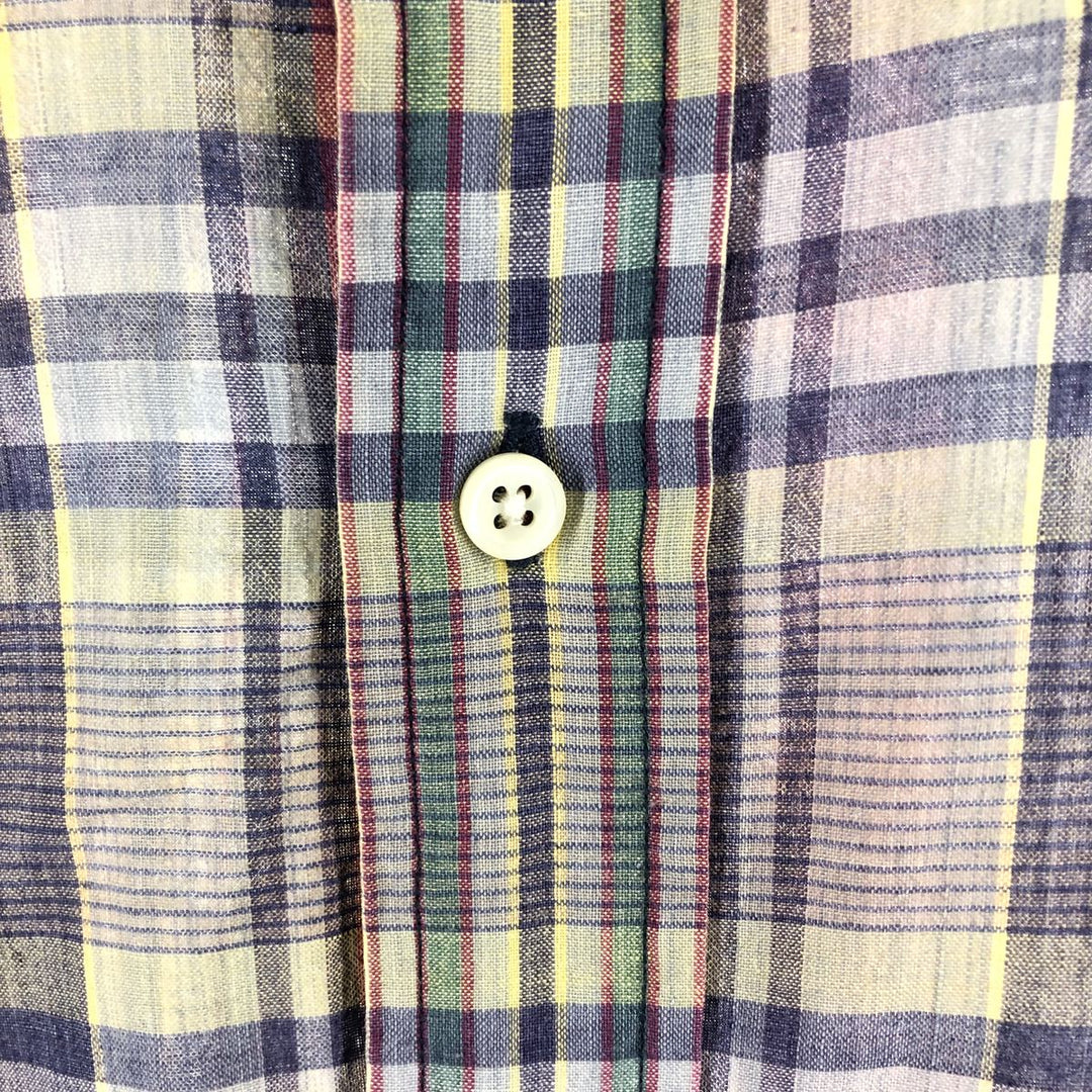 Ralph Lauren short sleeve button down check shirt, men's XL size cotton blue type Vintage Second Hand