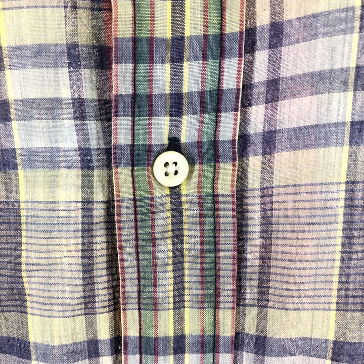 Ralph Lauren short sleeve button down check shirt, men's XL size cotton blue type Vintage Second Hand