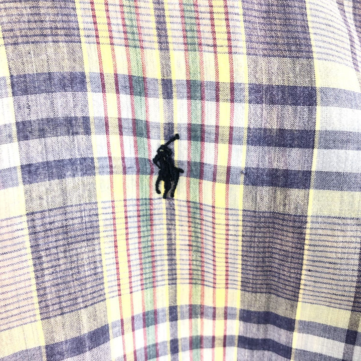 Ralph Lauren short sleeve button down check shirt, men's XL size cotton blue type Vintage Second Hand