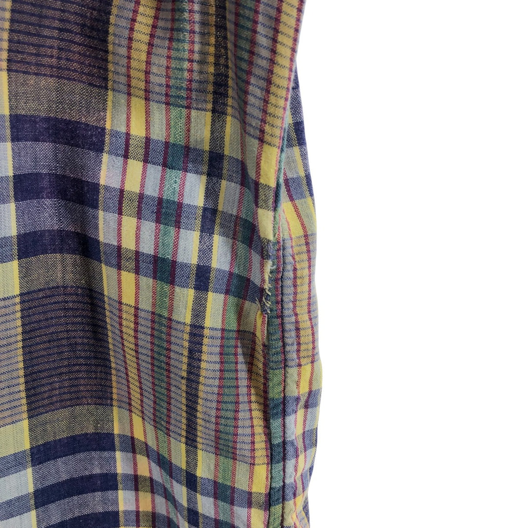 Ralph Lauren short sleeve button down check shirt, men's XL size cotton blue type Vintage Second Hand