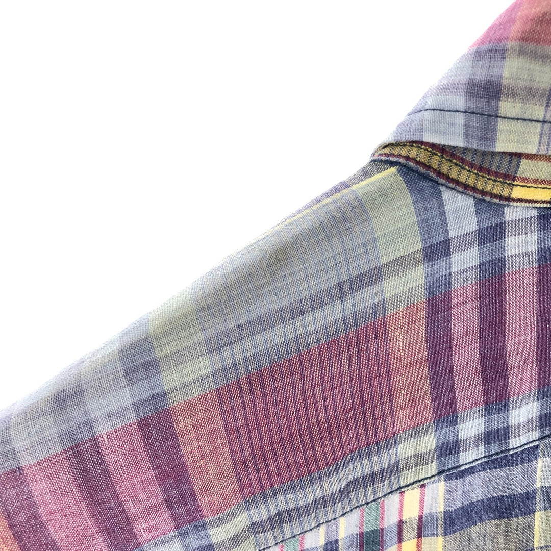 Ralph Lauren short sleeve button down check shirt, men's XL size cotton blue type Vintage Second Hand