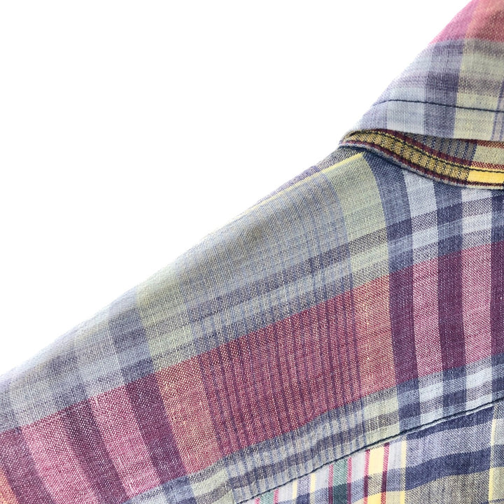 Ralph Lauren short sleeve button down check shirt, men's XL size cotton blue type Vintage Second Hand