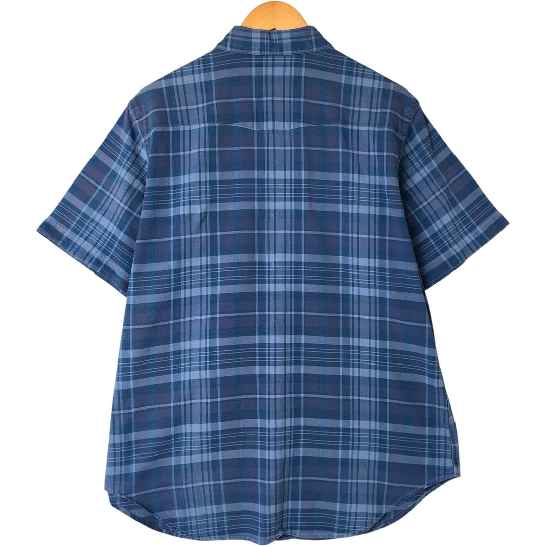 Ralph Lauren POLO RALPH LAUREN INDIGO OXFORD Check Pattern Short Sleeve Western Shirt Men's Size L cotton blue type Vintage Second Hand