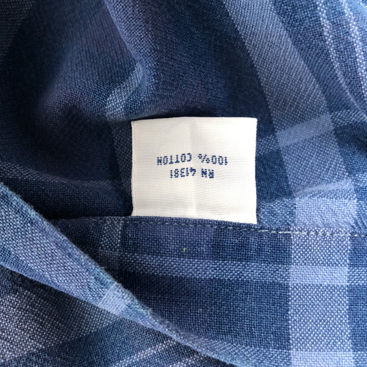 Ralph Lauren POLO RALPH LAUREN INDIGO OXFORD Check Pattern Short Sleeve Western Shirt Men's Size L cotton blue type Vintage Second Hand