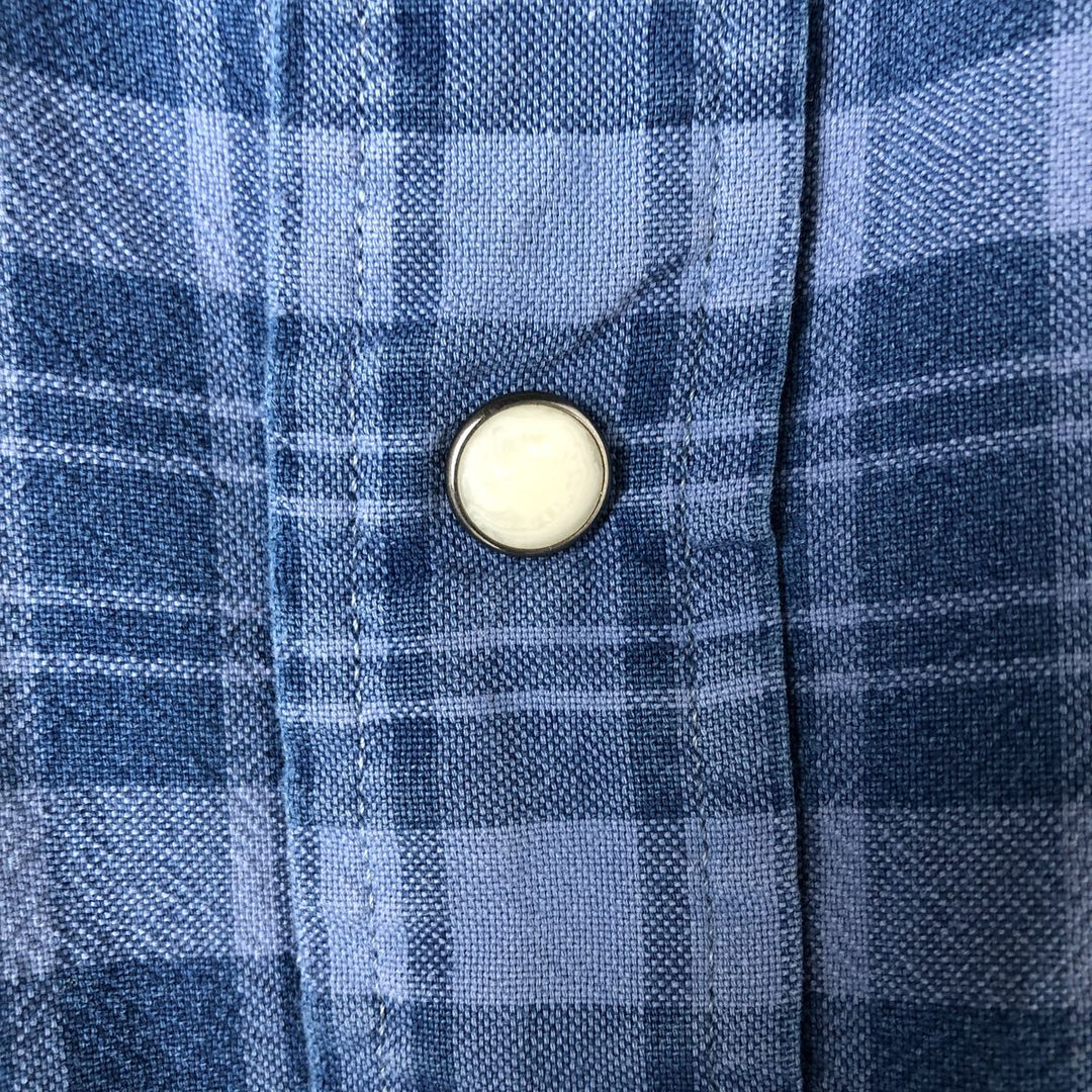 Ralph Lauren POLO RALPH LAUREN INDIGO OXFORD Check Pattern Short Sleeve Western Shirt Men's Size L cotton blue type Vintage Second Hand