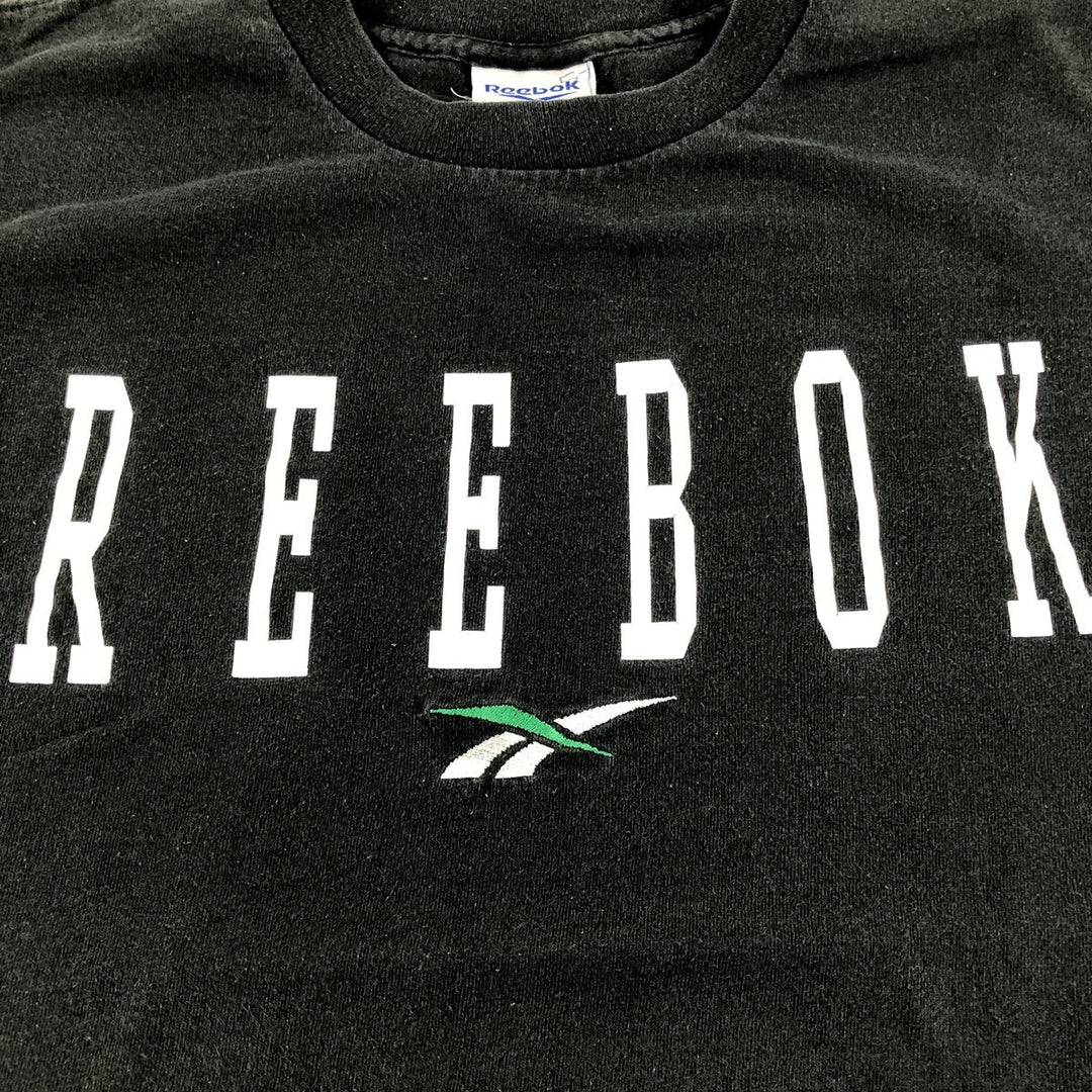 00'S Reebok logo print T-shirt, men's size M unclear black type Vintage Second Hand