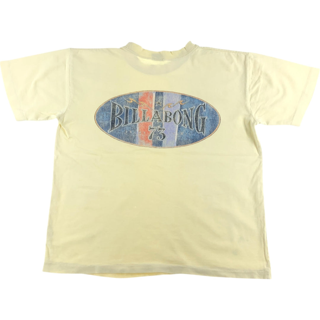 90'S Billabong Back Print Surf Skate T-shirt Men's M Size Vintage cotton yellow type Vintage Second Hand