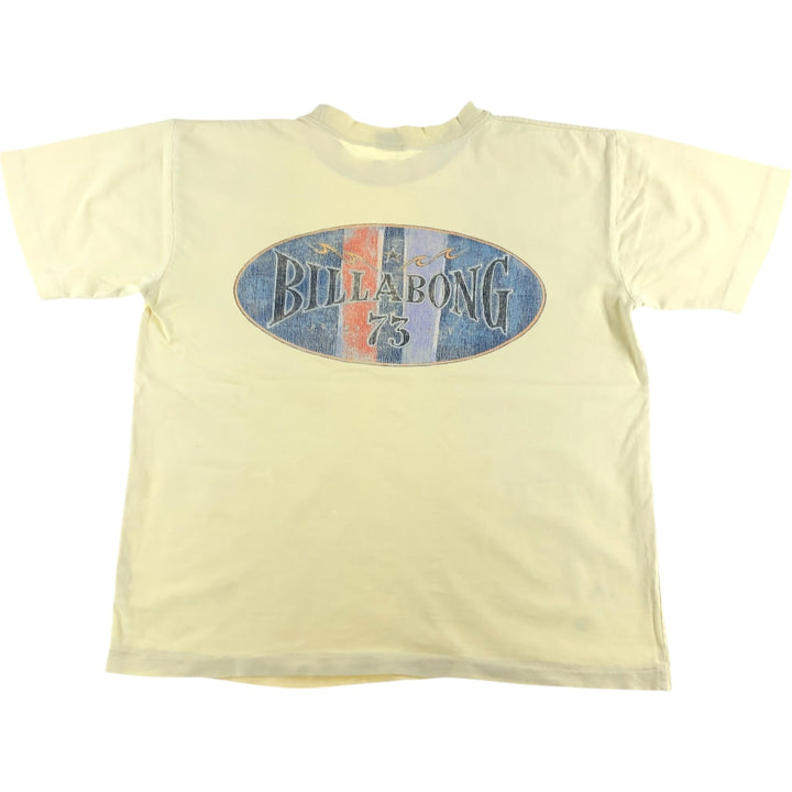 90'S Billabong Back Print Surf Skate T-shirt Men's M Size Vintage cotton yellow type Vintage Second Hand