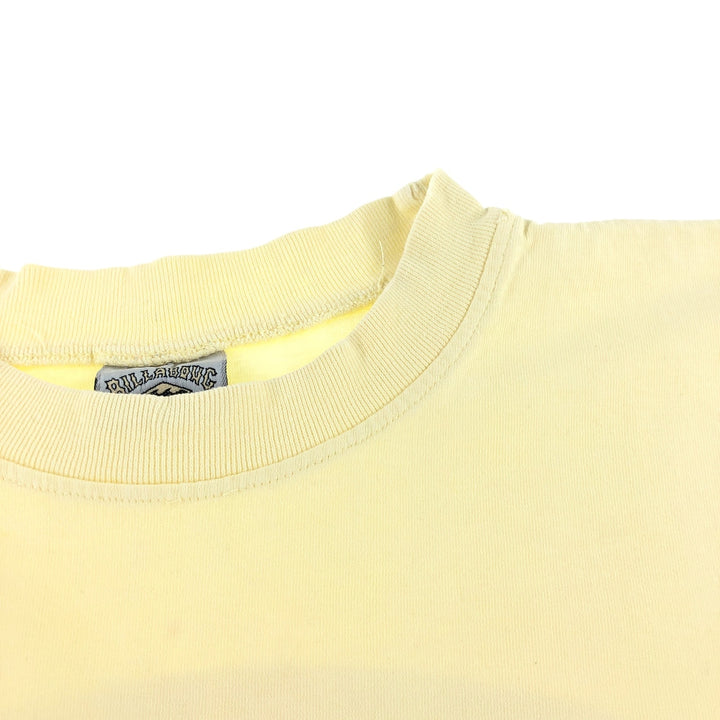 90'S Billabong Back Print Surf Skate T-shirt Men's M Size Vintage cotton yellow type Vintage Second Hand
