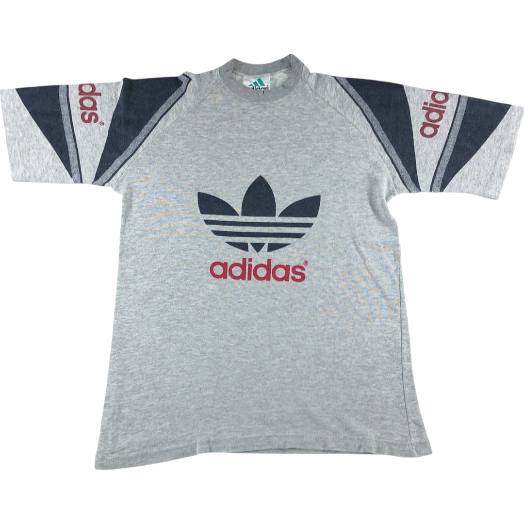 90'S Adidas Trefoil Logo Logo Print T-Shirt Men's L Size Vintage unclear gray type Vintage Second Hand