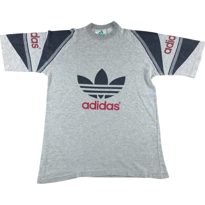 90'S Adidas Trefoil Logo Logo Print T-Shirt Men's L Size Vintage unclear gray type Vintage Second Hand