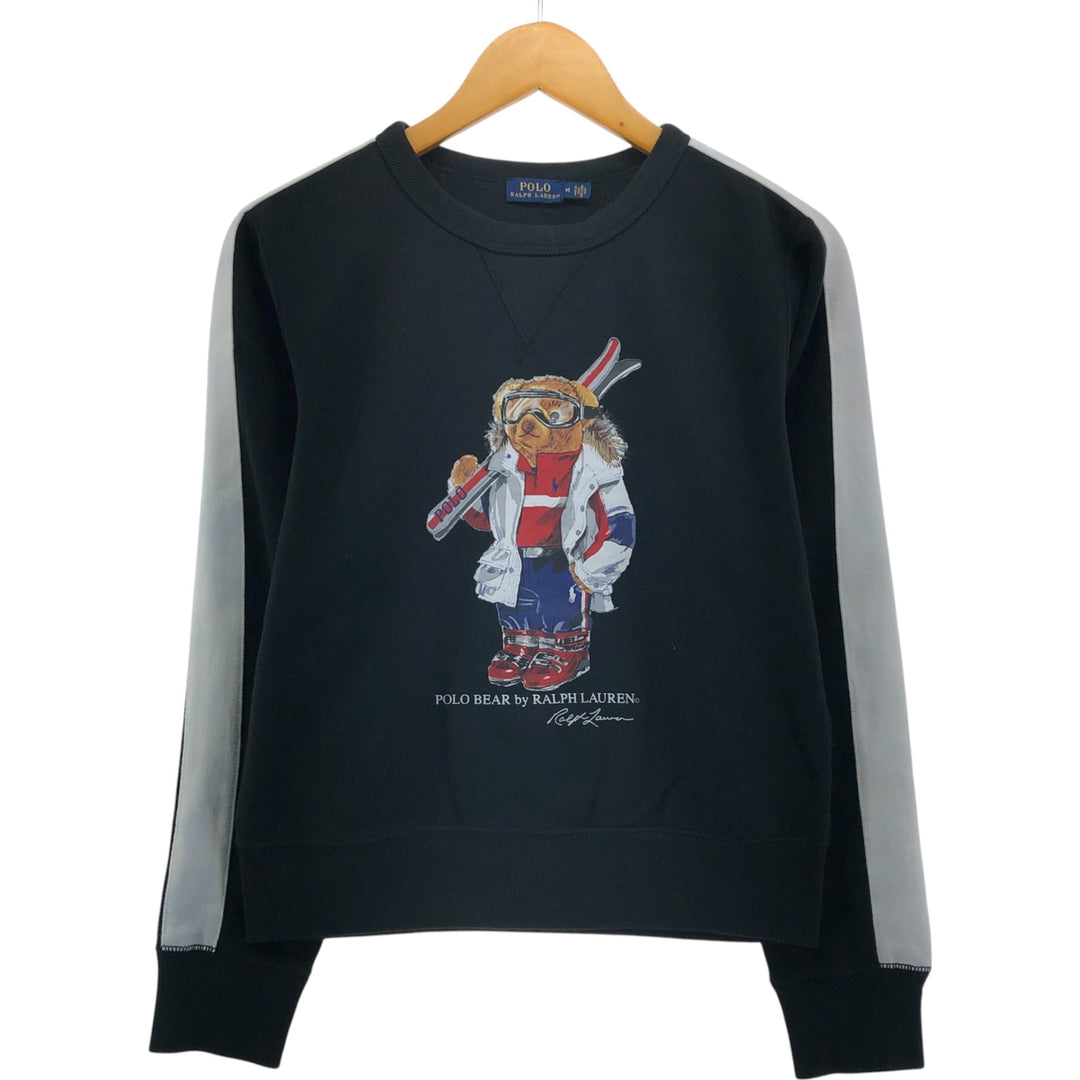 Ralph Lauren POLO RALPH LAUREN Polo Bear Print Sweatshirt Trainer Women's M size cotton black type Vintage Second Hand