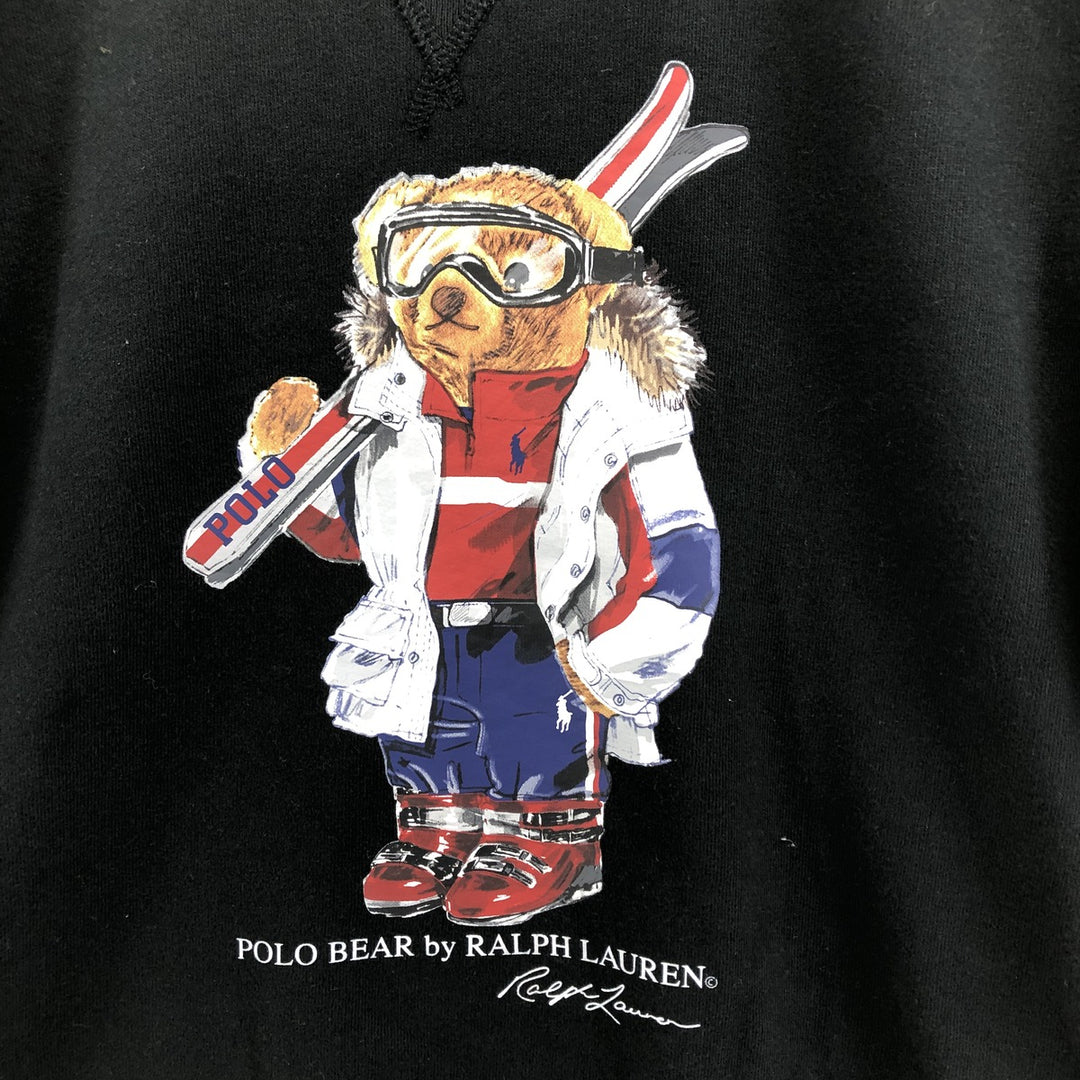 Ralph Lauren POLO RALPH LAUREN Polo Bear Print Sweatshirt Trainer Women's M size cotton black type Vintage Second Hand