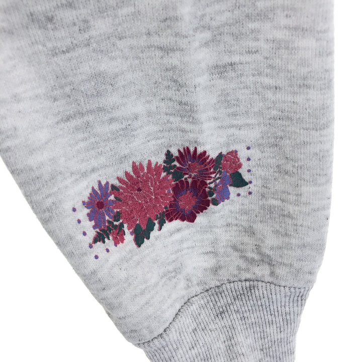 Vintage 80'S MORNING SUN floral print sweatshirt, made in USA, size XL for women cotton gray type Vintage Second Hand