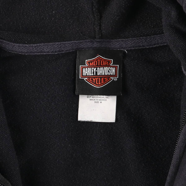 Harley-Davidson Eagle Pattern Sweat Full Zip Hoodie Women's M Size cotton black type Vintage Second Hand