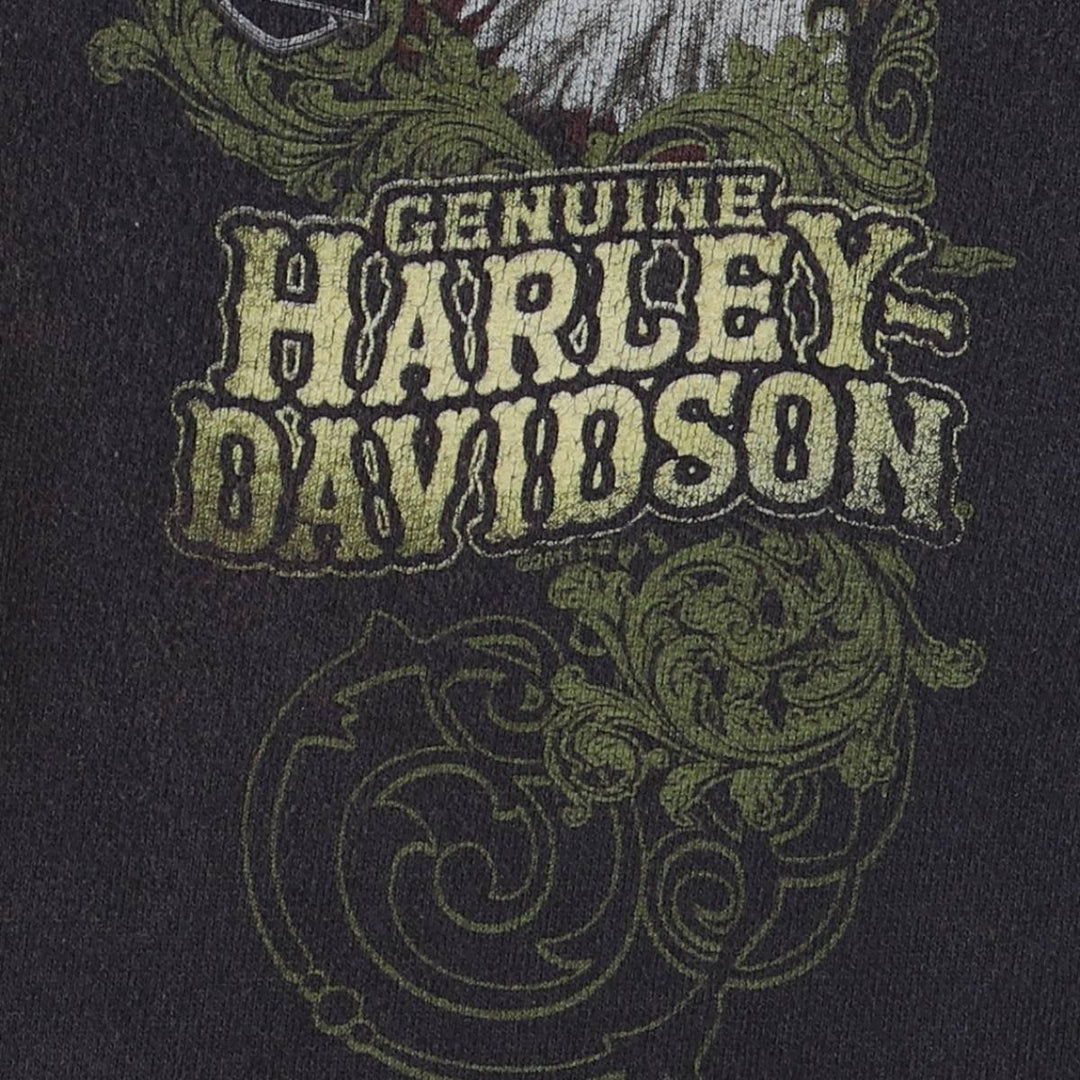 Harley-Davidson Eagle Pattern Sweat Full Zip Hoodie Women's M Size cotton black type Vintage Second Hand